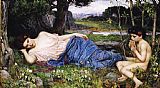 John William Waterhouse Listening to His Sweet Pipings painting